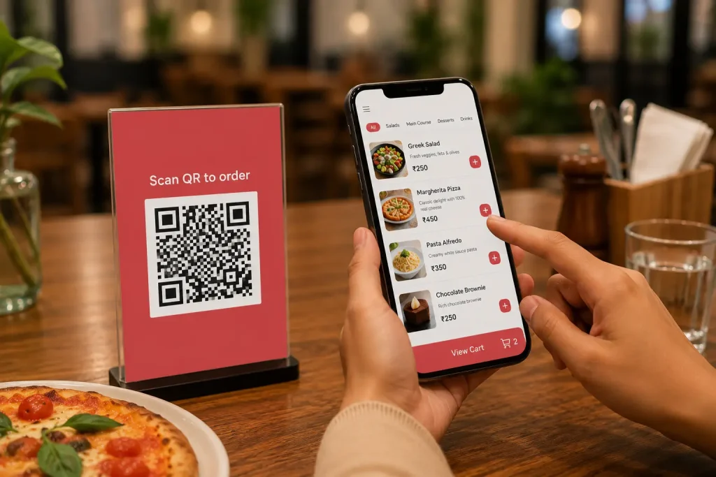 Digital hotel menu and QR ordering system for guest room service and restaurant orders