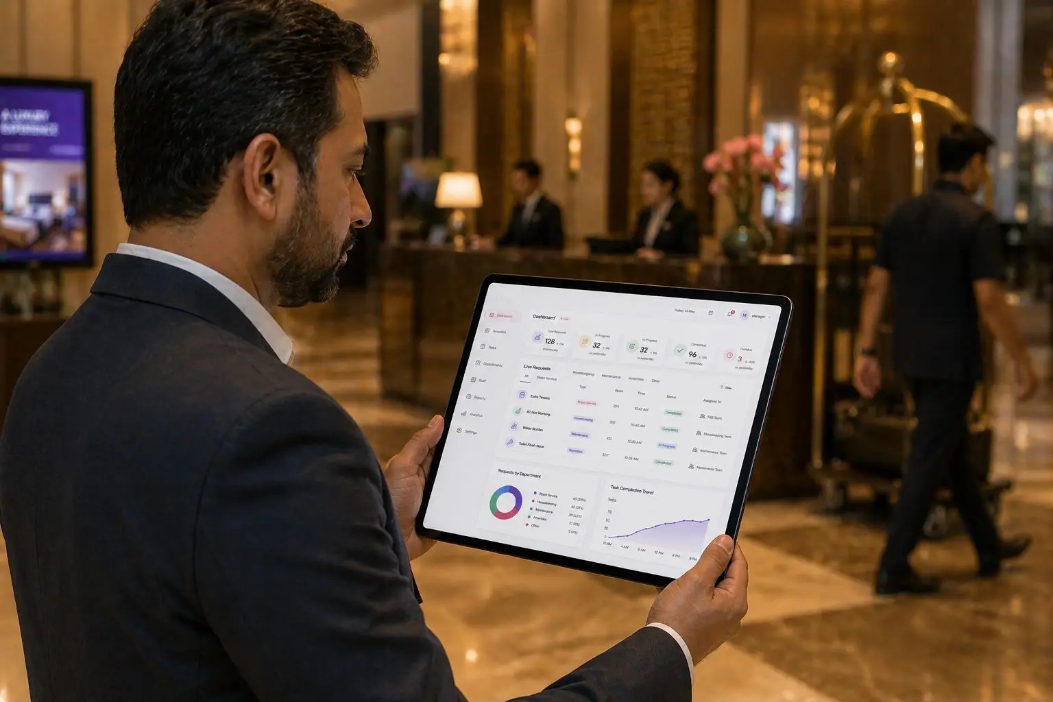 Monitoring and adjusting hotel store inventory from a live dashboard