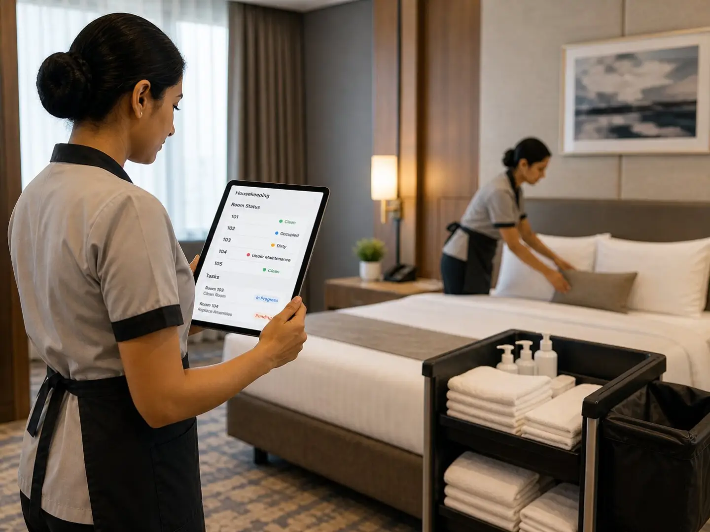 Hotel housekeeping management software for room cleaning schedules and staff coordination