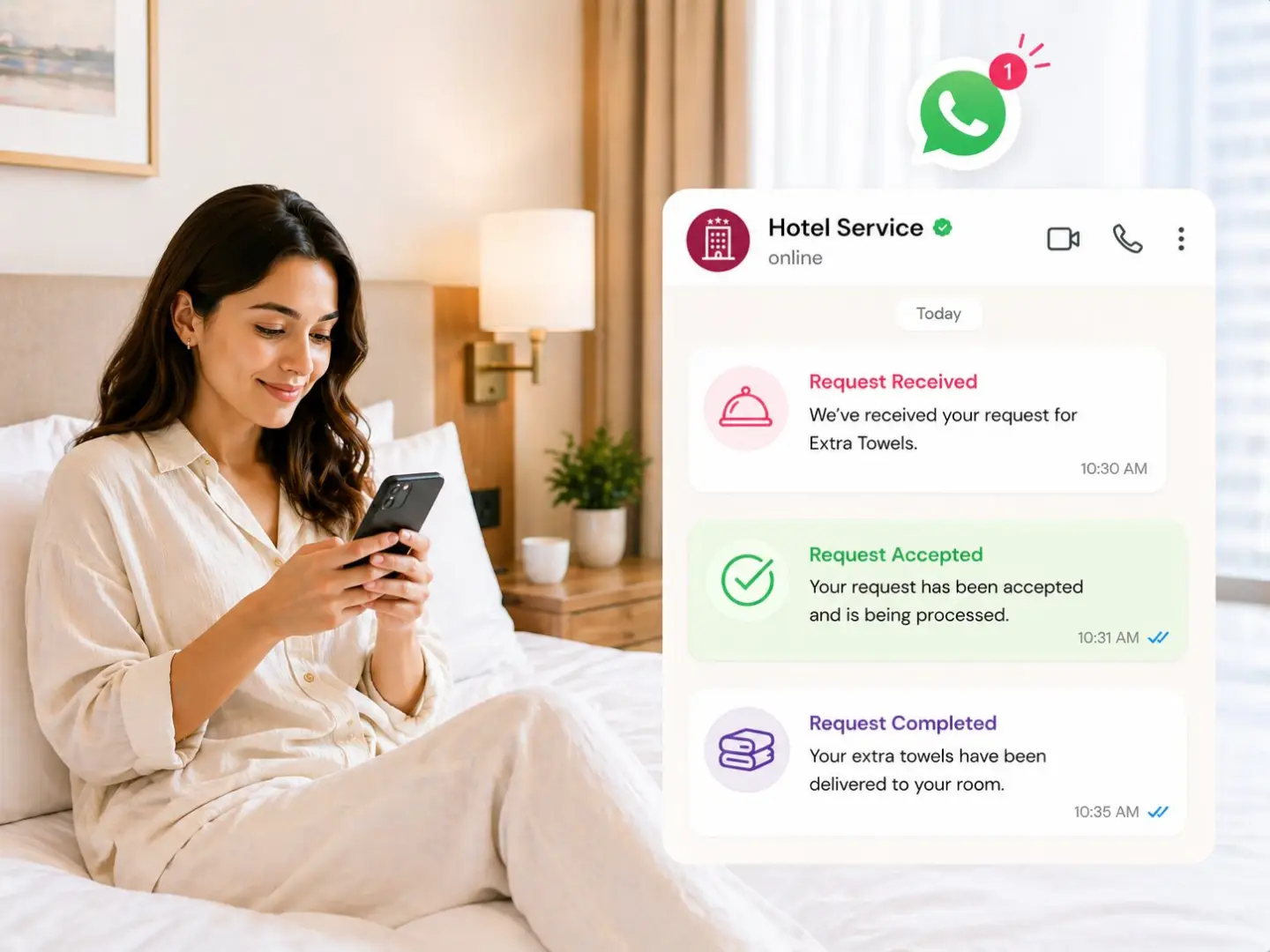 Hotel order routed instantly to the service team for quick fulfillment