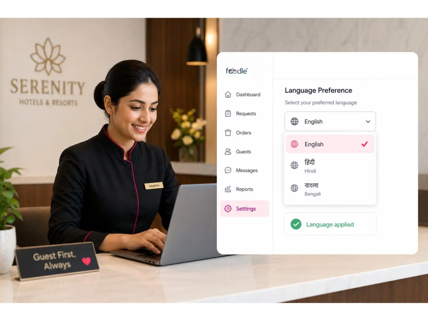 Team sets language on dashboard
