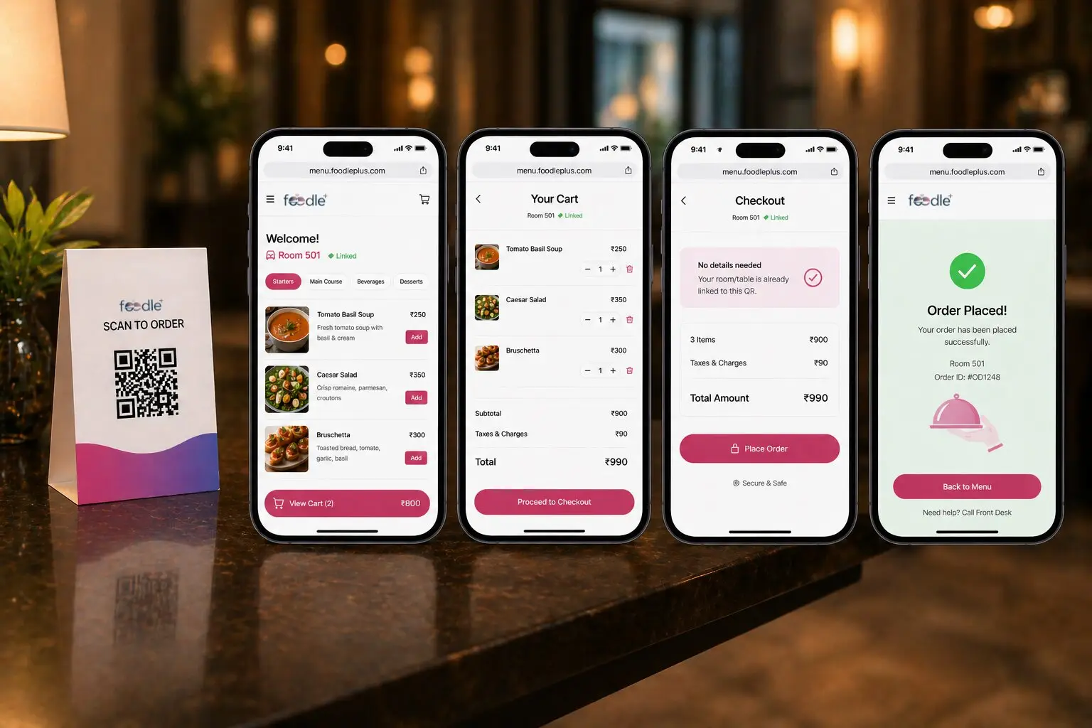 Guest places order on phone