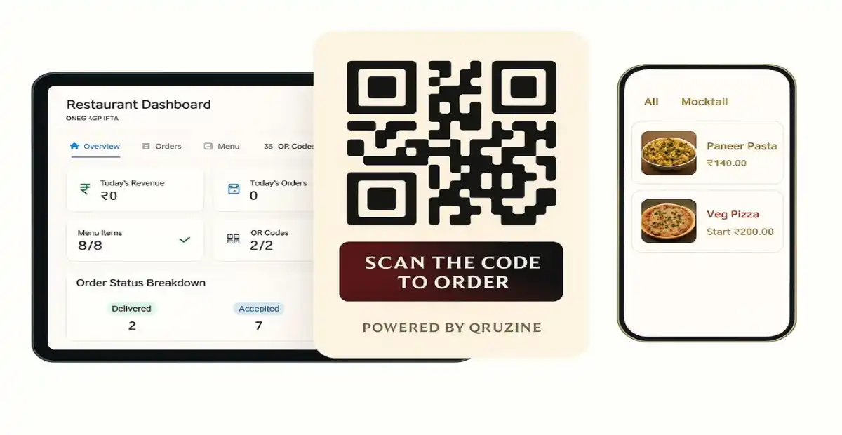 How a QR Code Ordering System Reduces Staff Workload in Hotels 3 Restaurant dashboard with QR code ordering system and digital menu display