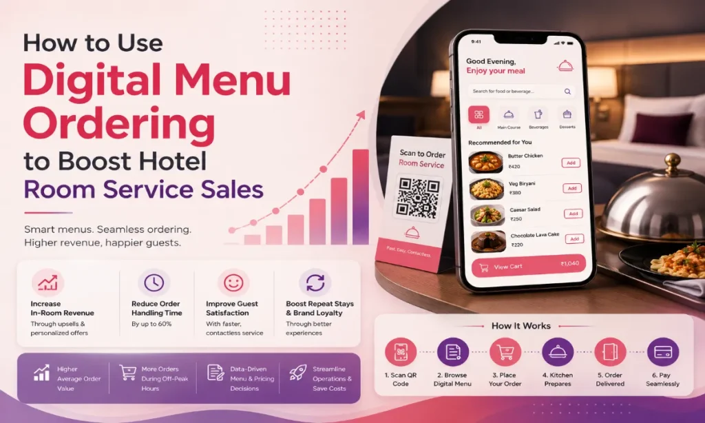 Hotel digital menu ordering system to boost room service sales with QR code food ordering and contactless guest experience
