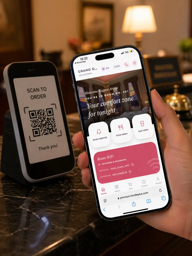 Guest scans QR code