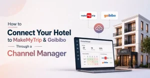 Channel Manager Integration connecting hotels with MakeMyTrip and Goibibo for real-time room inventory sync, OTA booking management, and increased hotel revenue.
